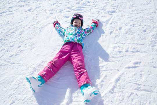 little girl  in ski resort