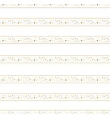 Christmas and New Year seamless pattern of gold stars and confetti for packaging, wrappers, fabrics and light industry. Vector image, background.