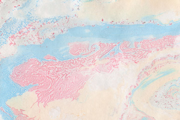 Colorful marble ink paper texture on white background. Chaotic abstract organic design. Bath bomb waves.