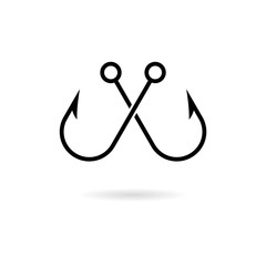 Black Fishing Hook icon, Fishing Hook logo 