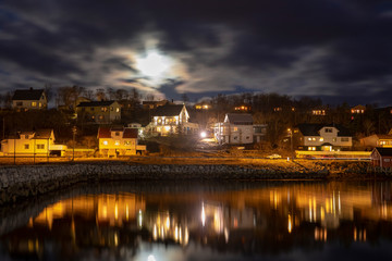 Fototapeta na wymiar Moonlight in Brønnøysund municipality, Nordland county