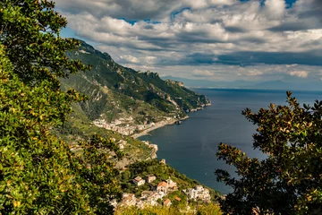 Fotobehang Amalfi coast, beautiful view of the cliff on the Mediterranean sea © Enrico Della Pietra