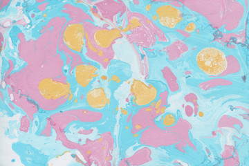 Colorful marble ink paper texture on white background. Chaotic abstract organic design. Bath bomb waves.