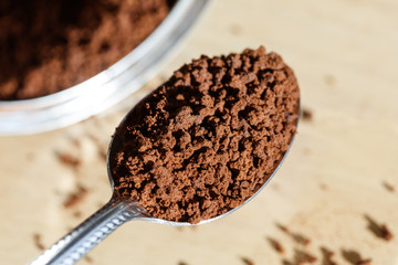 Brown instant coffee powder
