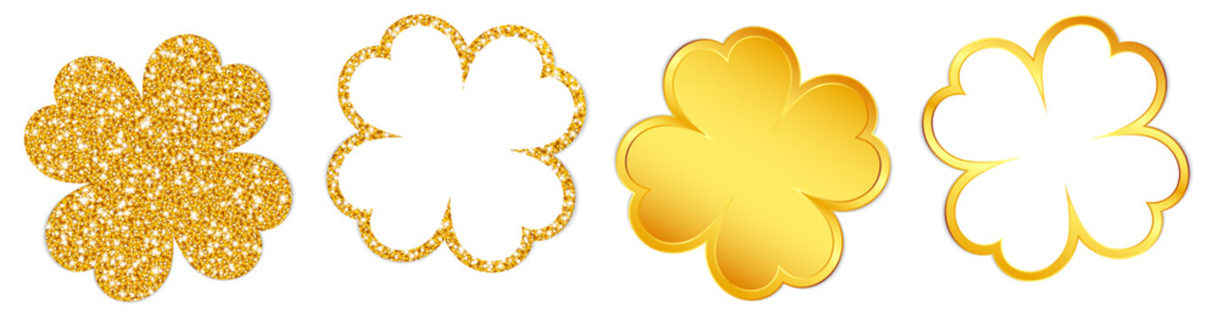 4 Clover Leafs Sparkling Shining Gold