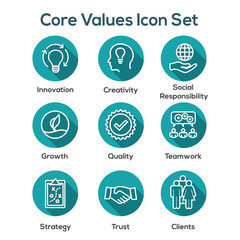 Core Values Outline / Line Icon Conveying Integrity - Purpose