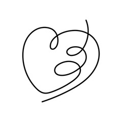 Heart continuous line drawing with editable stroke.