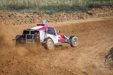 Fototapeta na wymiar Kart races on a cross-country terrain