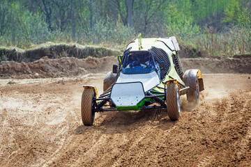 Kart races on a cross-country terrain