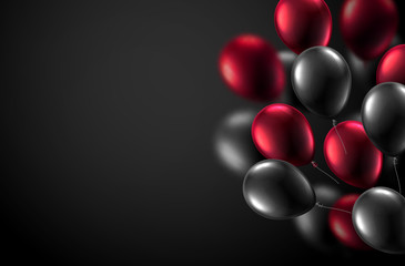 Festive background with black and vinous shiny balloons.