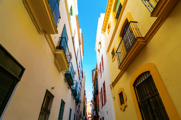 Fototapeta na wymiar alley in the old town of Seville, Spain