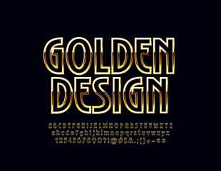 Vector Black and Golden Art Deco design Alphabet. Luxury Letters, Numbers and Symbols. Stylish Font
