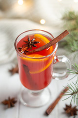 Christmas mulled wine on a light background