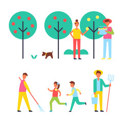 People Taking Care About Trees in Garden Icon