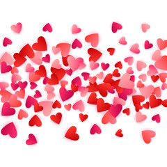 Red flying hearts bright love passion vector background.