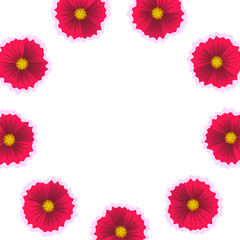 Fototapeta na wymiar Beautiful flowers on white background. Vector illustration. Circle flower pattern. Wreath from the flowers.