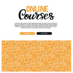 Online courses. Vector line concept for website and mobile website template. 