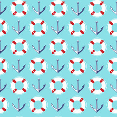 Vector seamless pattern with anchor. Cute summer background for print on tile, clothes for boys. For textile and fabric, cover. Stylish marine wallpaper.