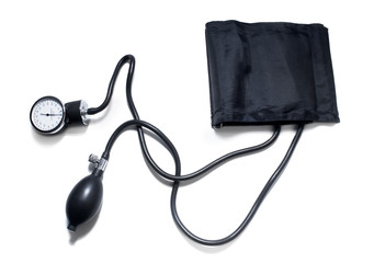 Medical sphygmomanometer for blood pressure isolated over white background