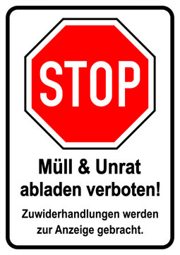 mrt23 MuellRichtigTrennen mrt - ks420 Kombi-Schild - Müll und Unrat abladen verboten! - Zuwiderhandlungen werden zur Anzeige gebracht. DIN A1 A2 A3 - xxl g6789