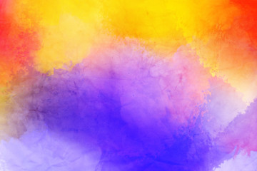 Colorful bright ink and watercolor textures on white paper background. Paint leaks and ombre effects. Hand painted abstract image.