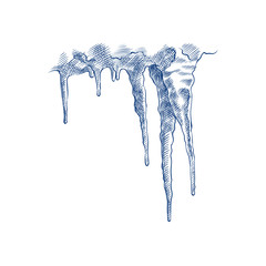 Hand Drawn Icicles Sketch Symbol isolated on white background. Vector of winter elements In Trendy Style - obrazy, fototapety, plakaty