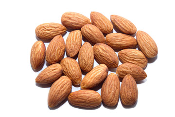 Almond isolated on white background. View from above