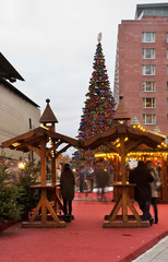 Holiday decorations of Marlene Dietrich platz in Berlin. Germany