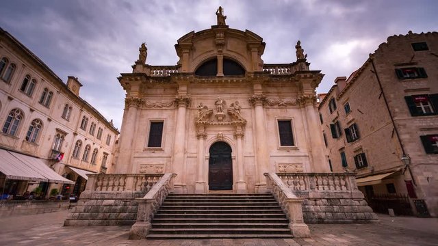 St Blaise's Church dubrovnik church croatia time lapse footage in 4k.