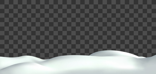Realistic snow hills landscape. Vector snowdrift illustration. Winter background.