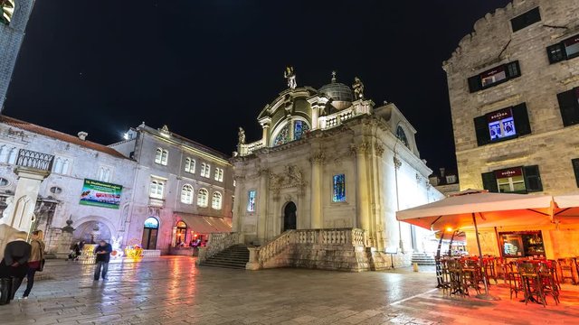 St Blaise's Church croatia duborvnik time lapse croatia duborvnik night main sqaure-