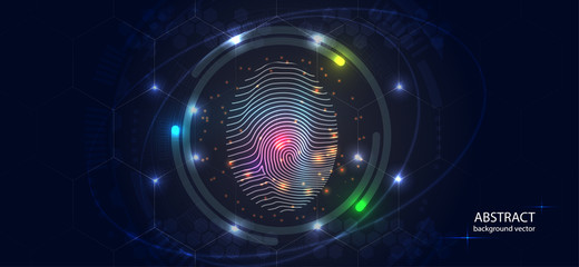 Abstract digital conceptual Fingerprint technology security background.
