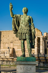 Fototapeta na wymiar Bronze statue of emperor Nerva in Rome, Italy