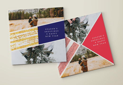 モダンなグリッドのグリーティングカードセット