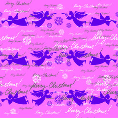Angels. Christmas festive seamless pattern for packaging, wrappers, holidays, fabrics and light industry. Vector image.