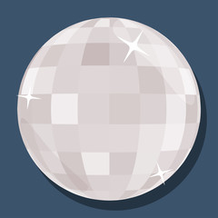 Vector silver disco ball  in 'flat' style