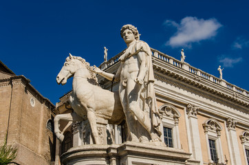 Statue Castor with a Horse at Capitoline Hill in Rome, Italy