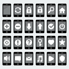Vector smartphone icons in 'flat' style