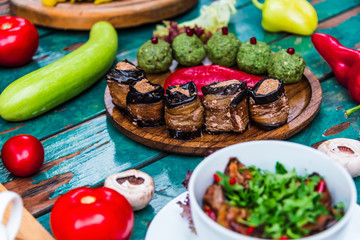 Pkhali, traditional Georgian dish of chopped and minced veggies