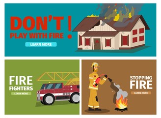 Vector Illustration Cartoon Fire Extinguishing