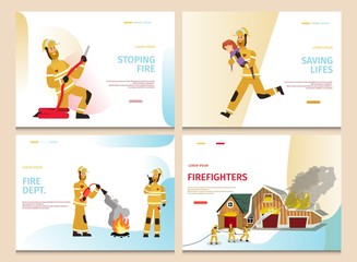 Naklejka premium Vector Illustration Cartoon Concept Firefighter