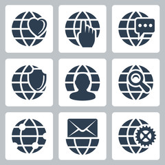 Vector isolated globe icons set