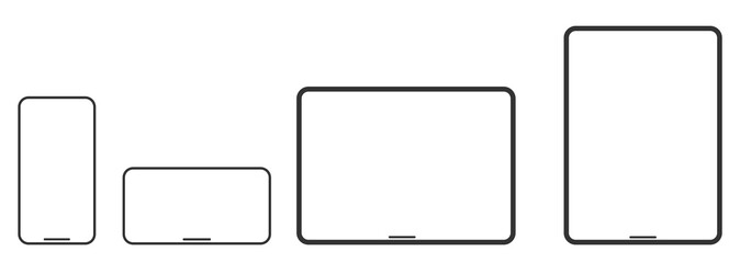 Set of layouts of electronic device and gadget isolated on white background.