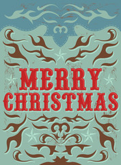 Merry Christmas Western Texas Style Holiday Vector banner