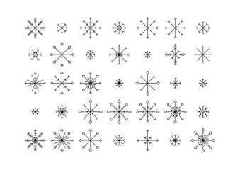 Snowflake icons set  isolated on white background