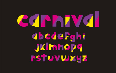 Bold colorful modern lettering vector. ABC alphabet design set. Carnival lowercase letters.