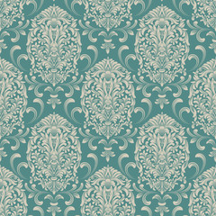 Vector damask seamless pattern background. Classical luxury old fashioned damask ornament, royal victorian seamless texture for wallpapers, textile, wrapping. Exquisite floral baroque template.