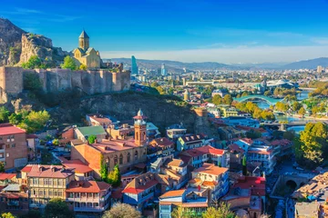 Fotobehang Panoramic view of Tbilisi, Georgia © monticellllo