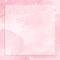 Pink watercolor texture with transparent square Spot for text