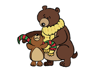 Illustration of bear and cub